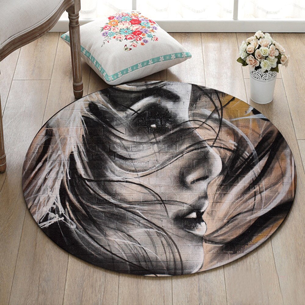 Tapis Rond Visage De Femme – Image 2