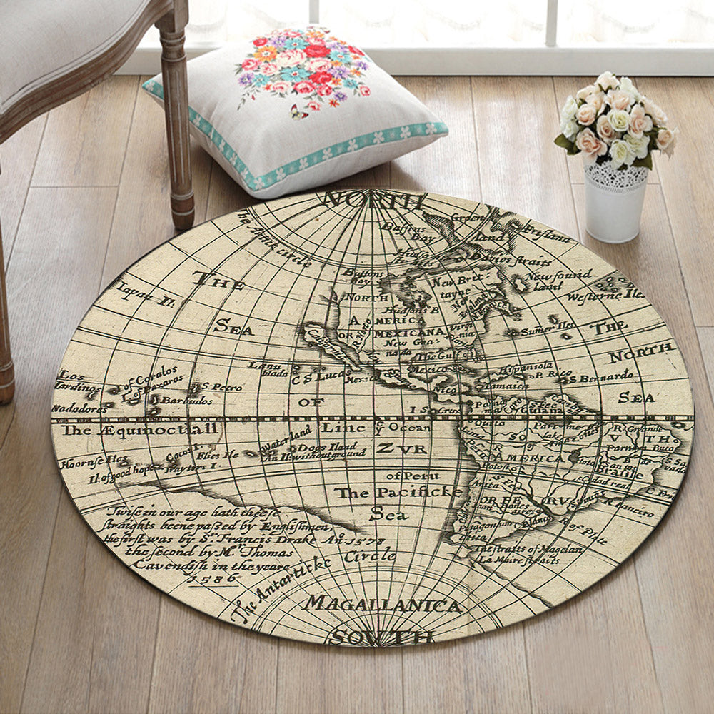 Tapis Rond Blanc Et Mauve – Image 2