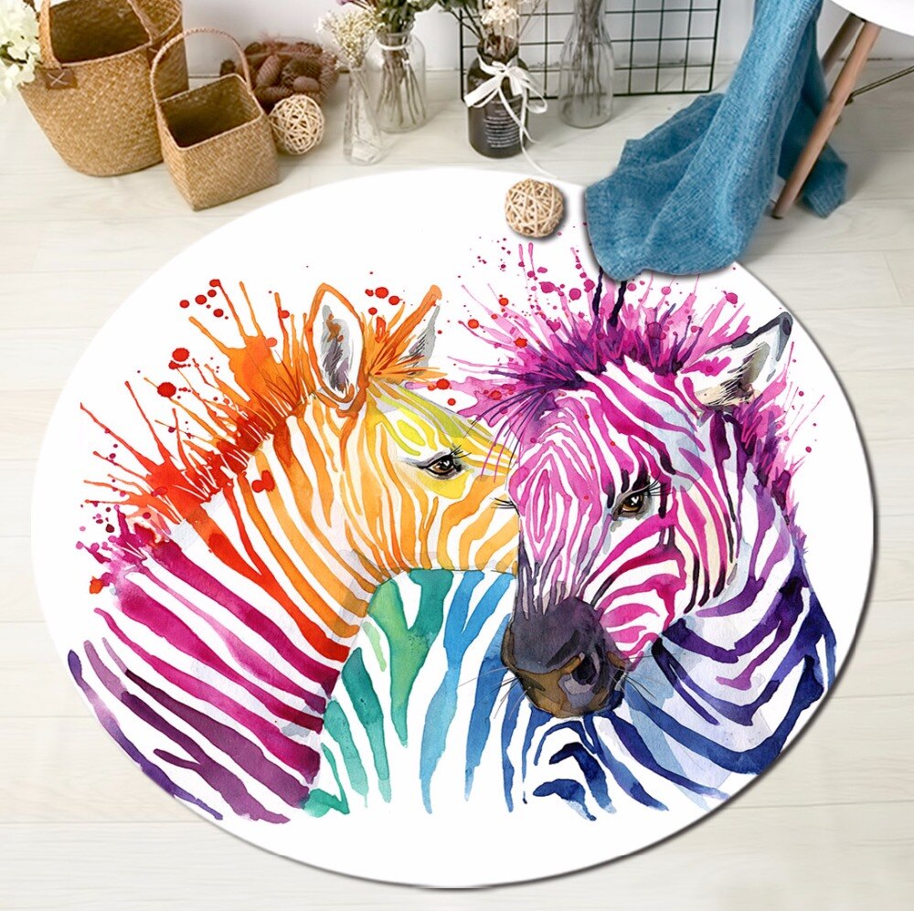Tapis Rond Zèbre Multicolore – Image 2