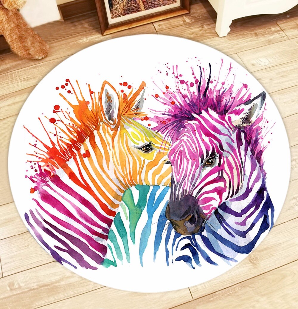 Tapis Rond Zèbre Multicolore – Image 3
