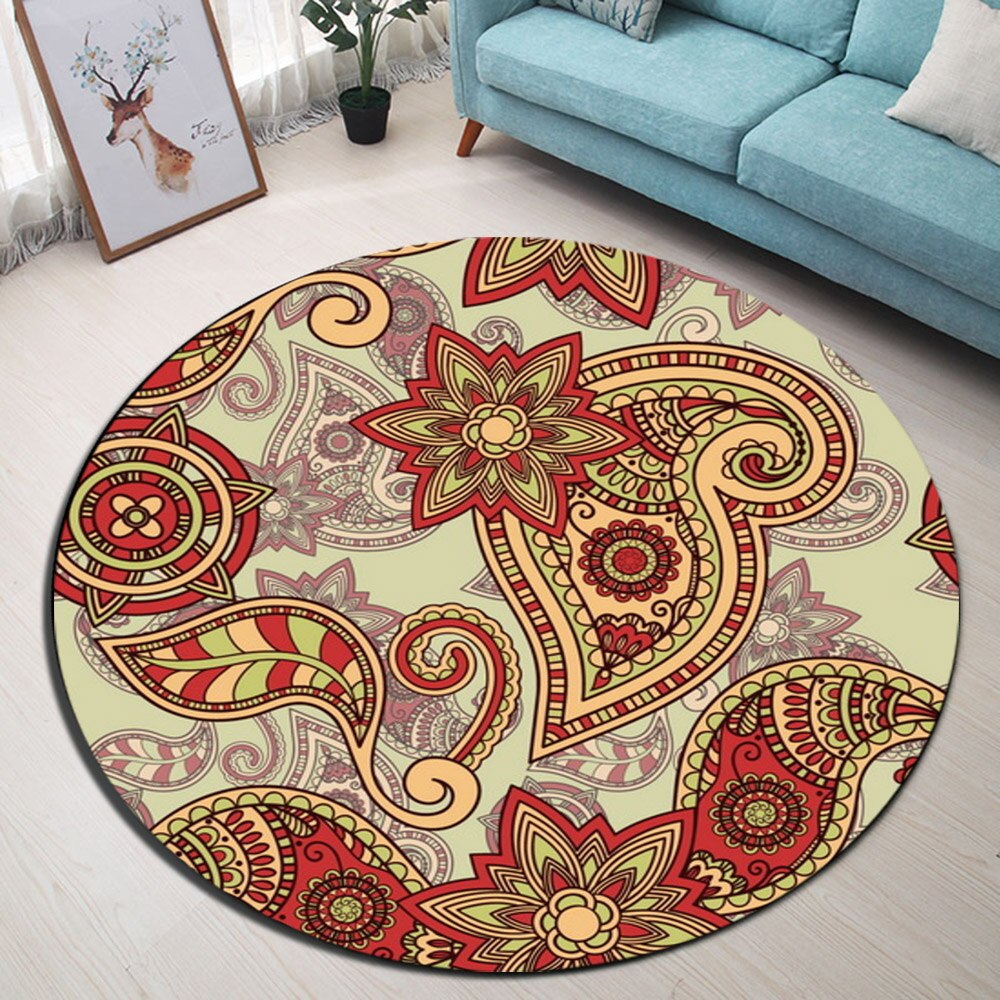 Tapis Rond Mandala Rouge – Image 2