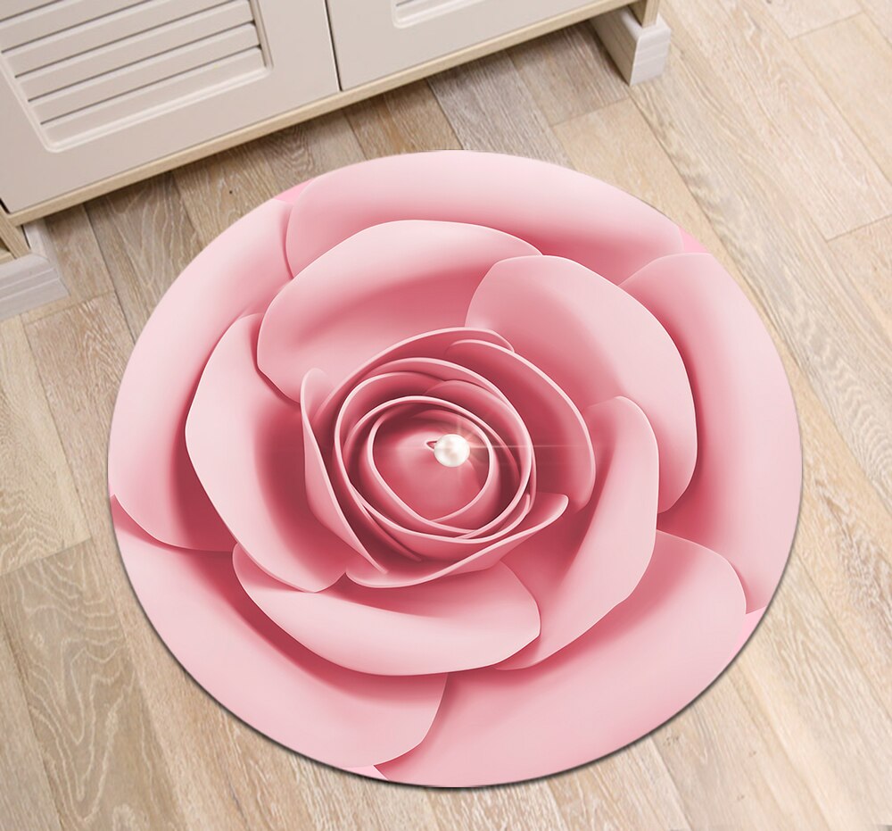Tapis Rond Fleur Rose – Image 3
