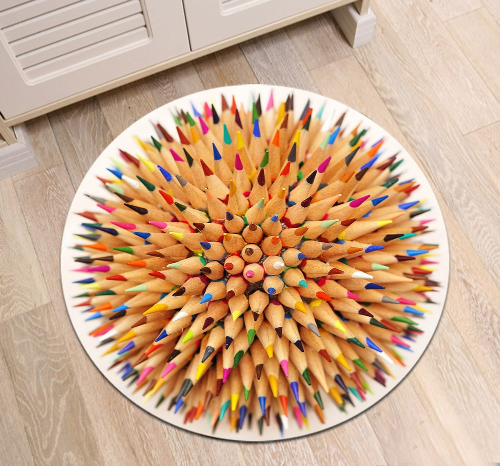 Tapis Rond Crayon Multicolore – Image 3