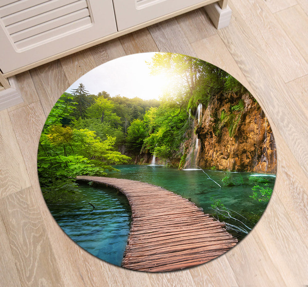 Tapis Rond Paysage Vert – Image 3
