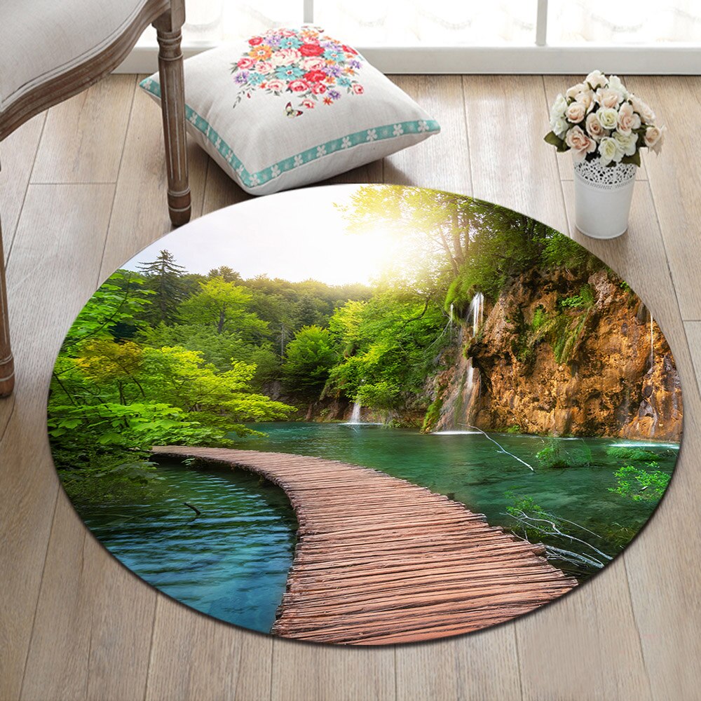 Tapis Rond Paysage Vert – Image 2