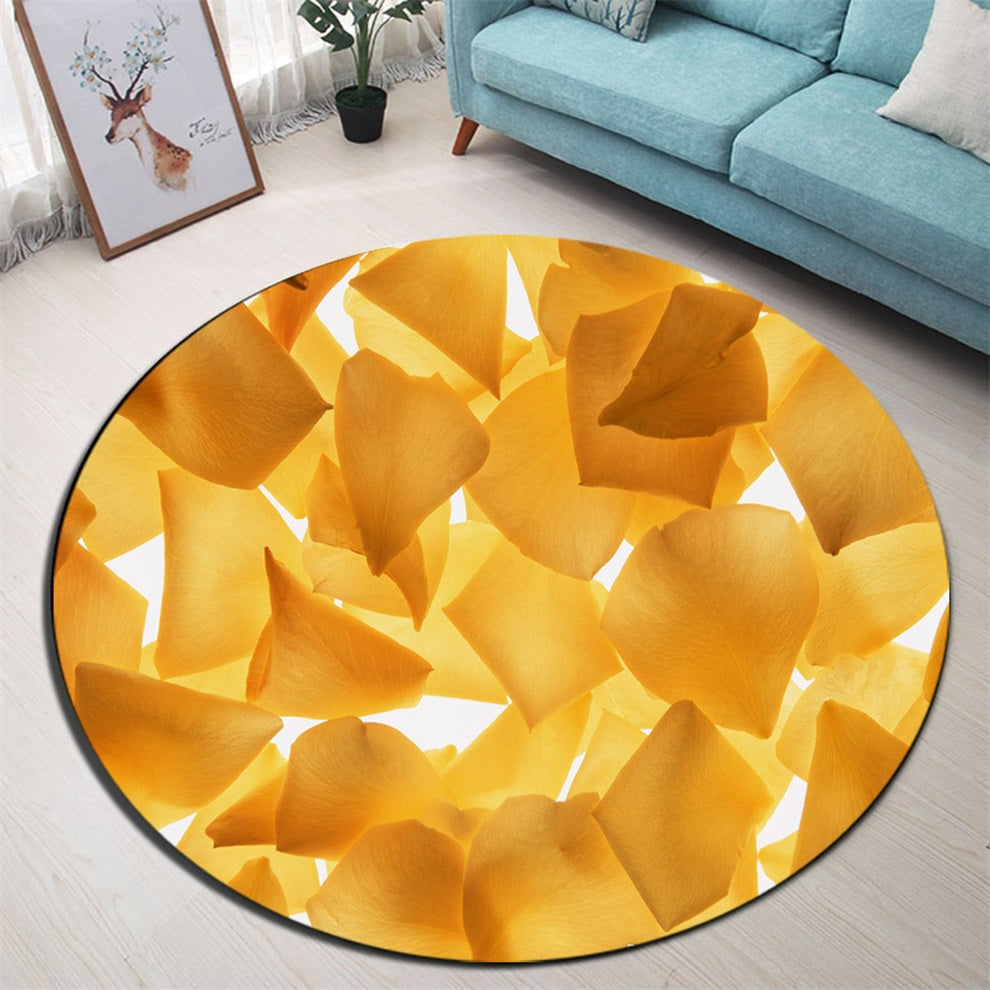 Tapis Rond Pétale Jaune – Image 2