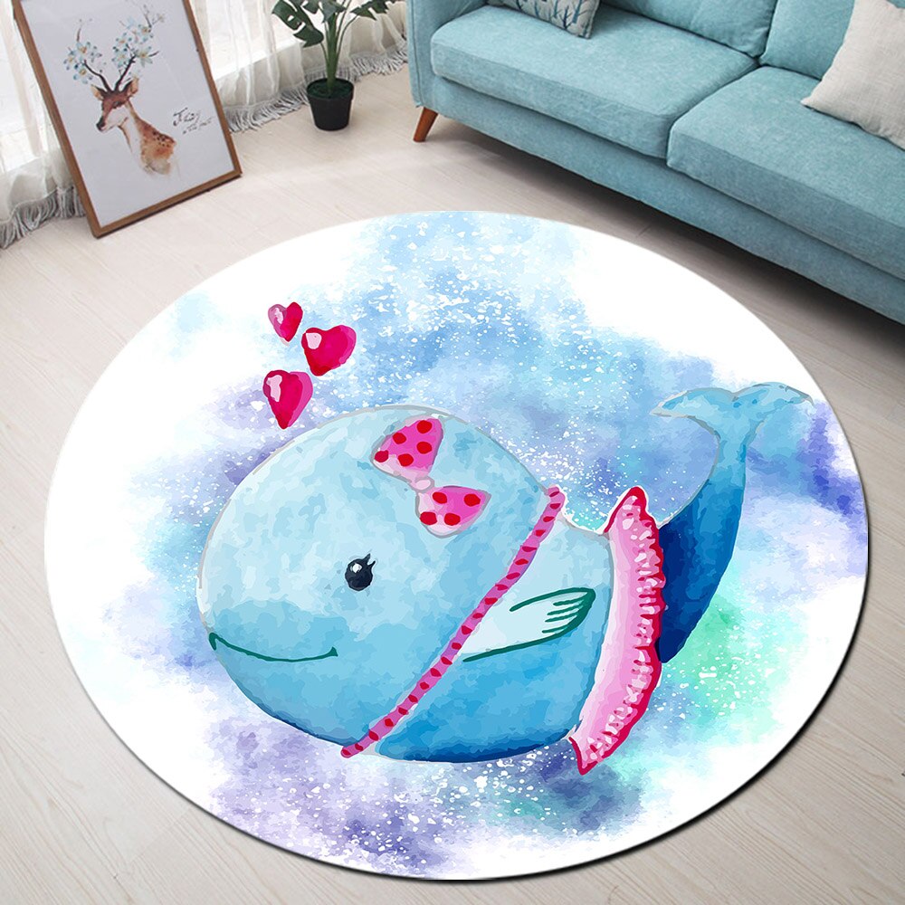 Tapis Rond Dauphin Bleu – Image 2