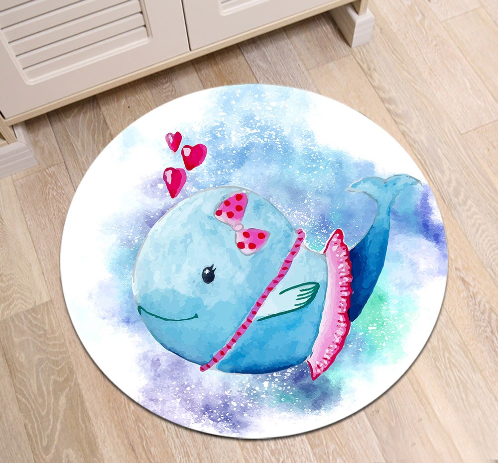 Tapis Rond Dauphin Bleu – Image 3