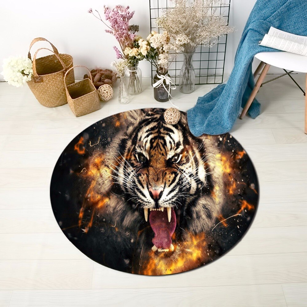 Tapis Rond Tigre Sauvage – Image 3