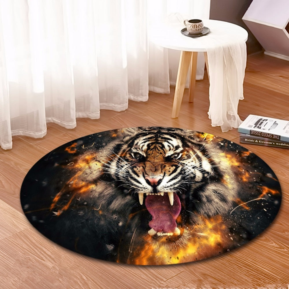 Tapis Rond Tigre Sauvage – Image 2