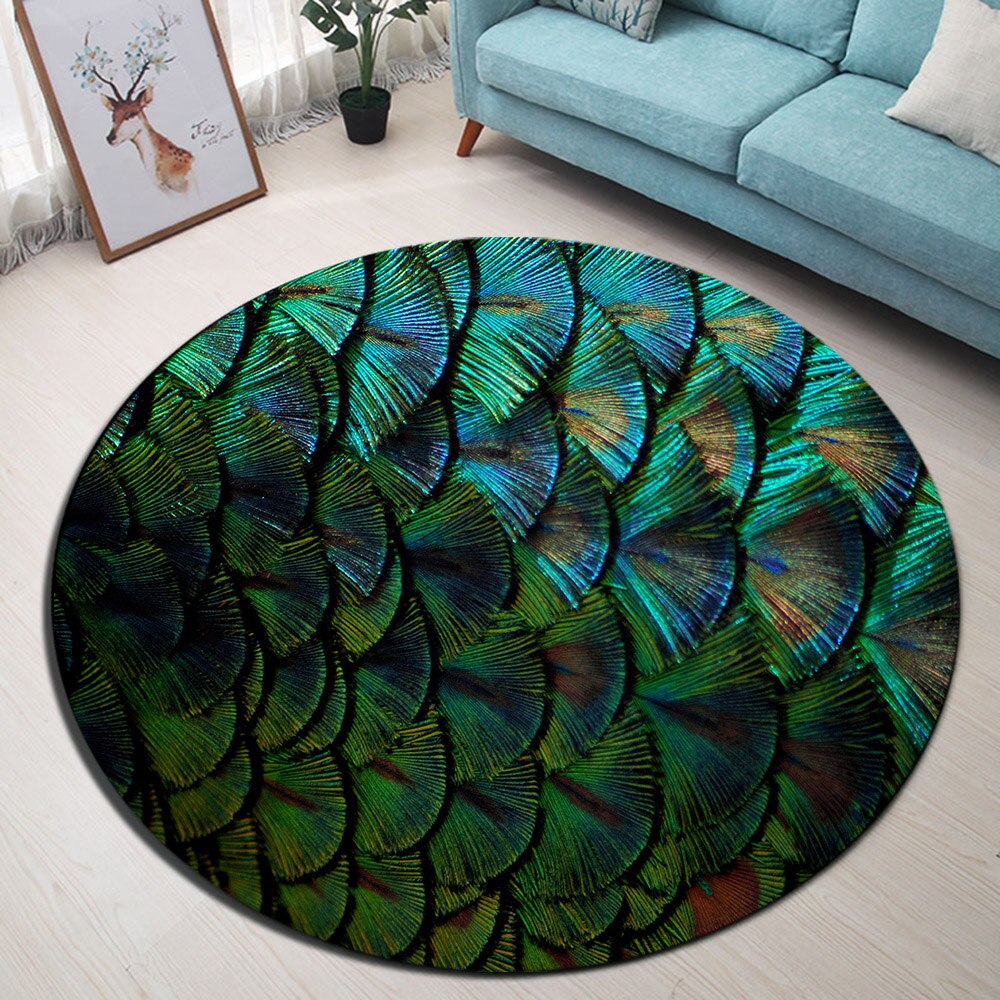 Tapis Rond Plumes De Paon – Image 2