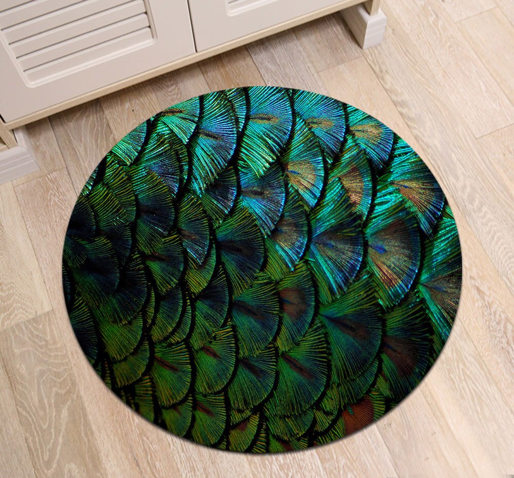 Tapis Rond Plumes De Paon – Image 3