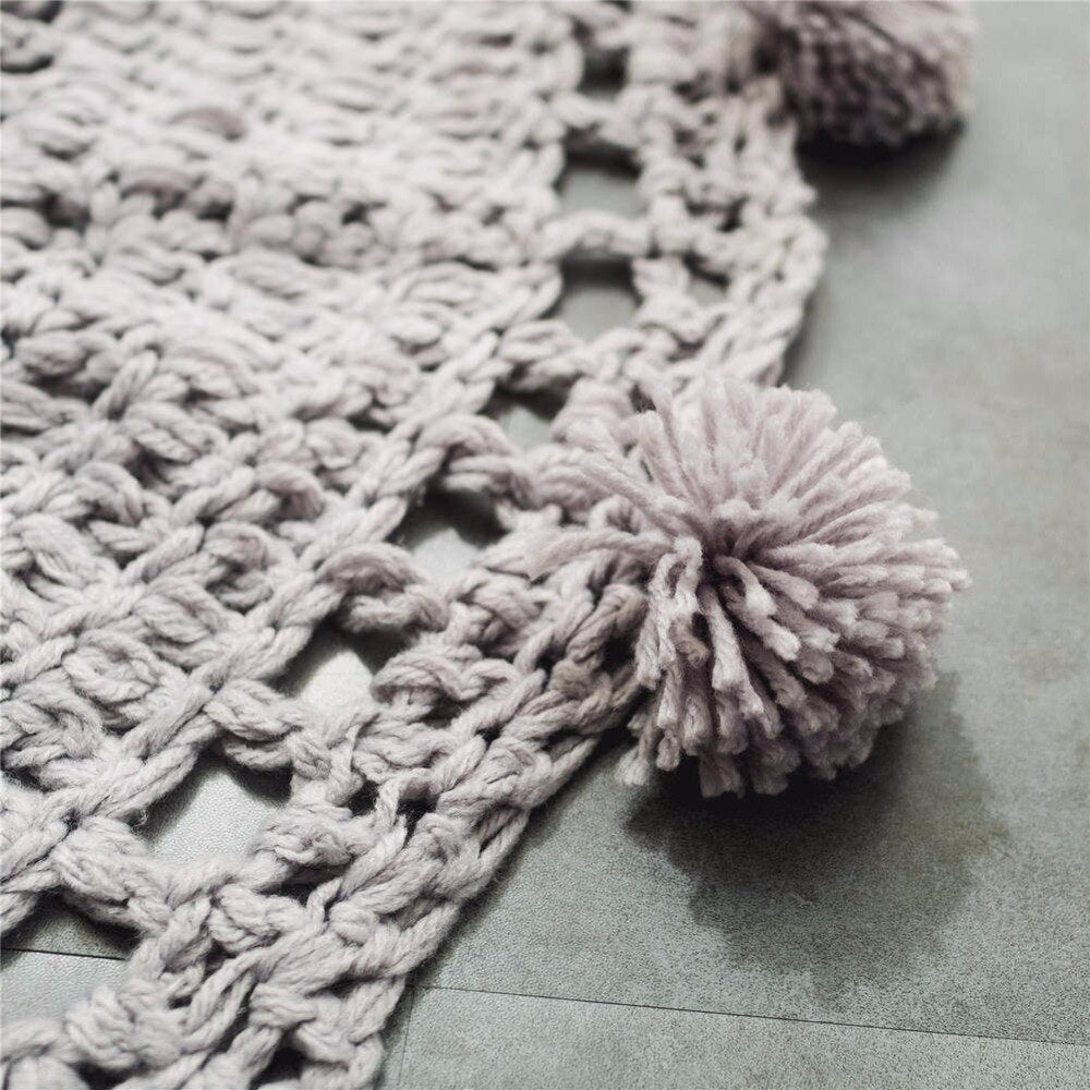 Tapis Rond Crochet Noir – Image 2