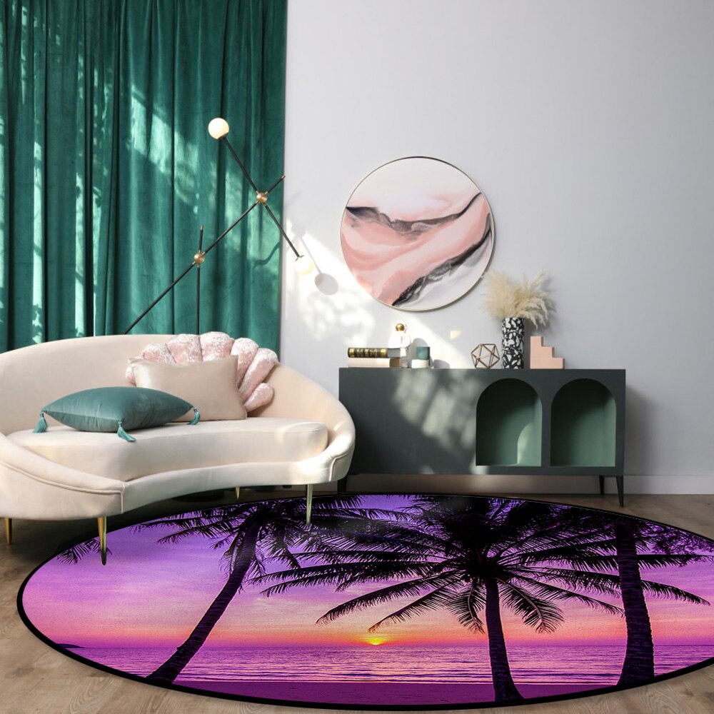 Tapis Rond Couleur Framboise – Image 2