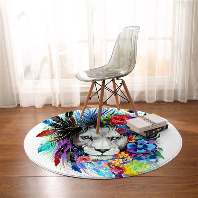 Tapis Rond Lion Multicolore – Image 2