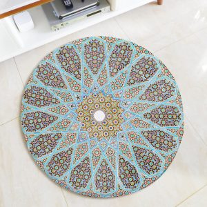 Tapis Rond Mandala Bleu