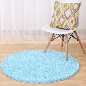 Tapis Rond Shaggy Bleu