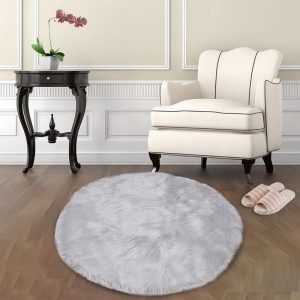 Tapis Rond De Salon Gris