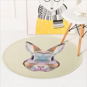 Tapis Rond Lapin Géométrique