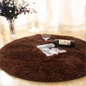 Tapis Rond Marron Moelleux