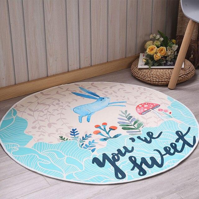 Tapis Rond Lapin Bleu