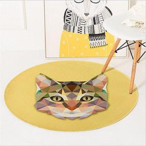 Tapis Rond Chat Géométrique