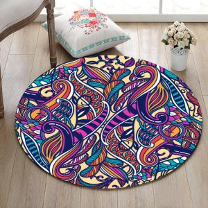 Tapis Rond Abstrait Coloré