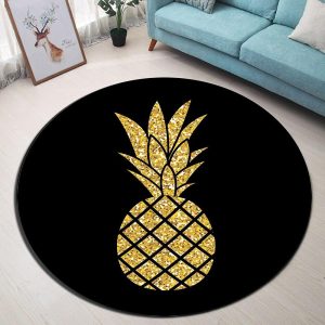 Tapis Rond Ananas Doré