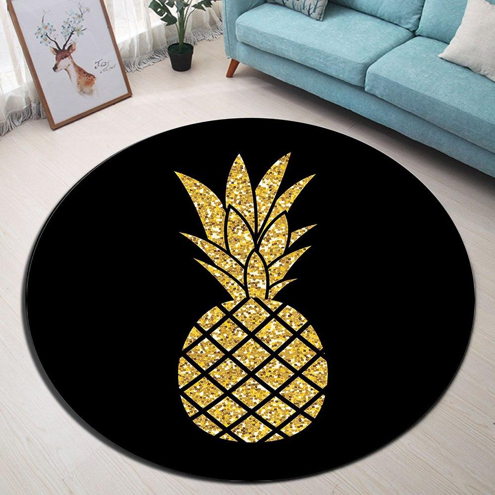 Tapis Rond Ananas Doré