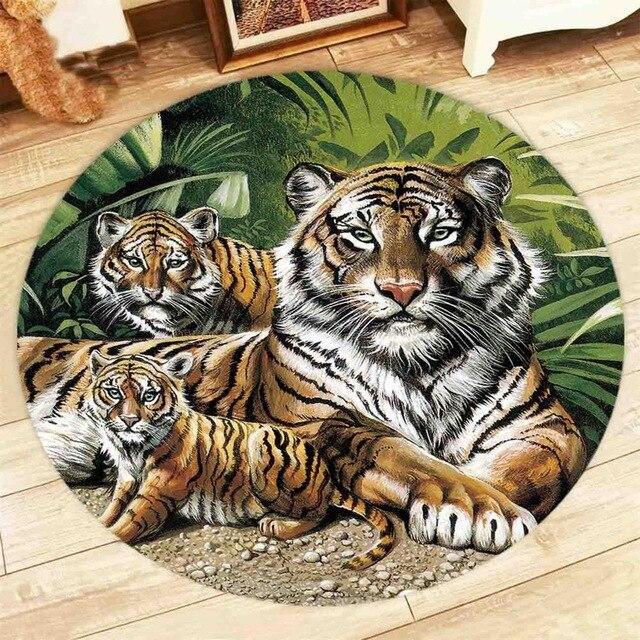 Tapis Rond Animaux Sauvage