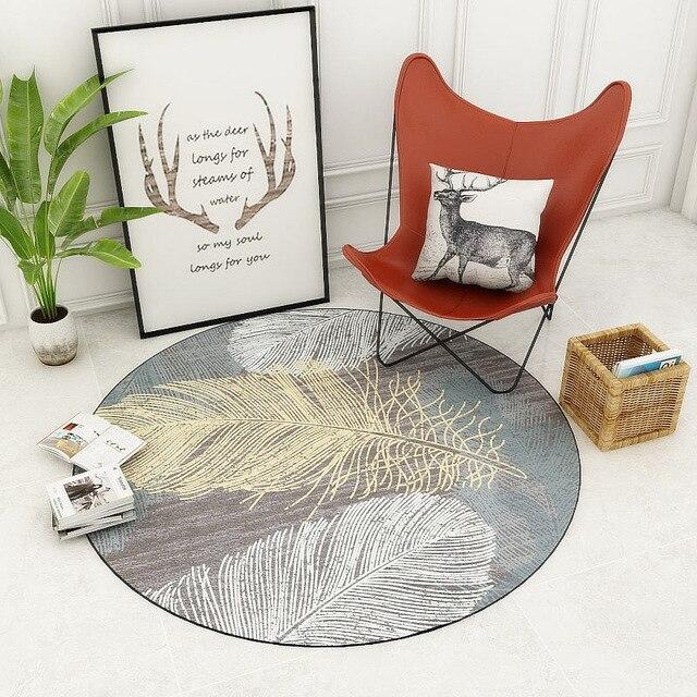 Tapis Rond Avec Déco Plumes