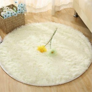 Tapis Rond Blanc Fausse Fourrure
