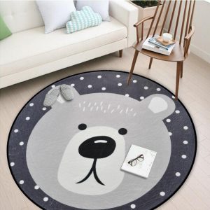 Tapis Rond Bleu Et Gris