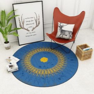 Tapis Rond Bleu Et Jaune