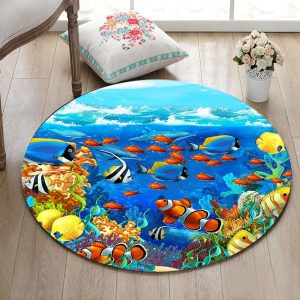Tapis Rond Bleu Foncé