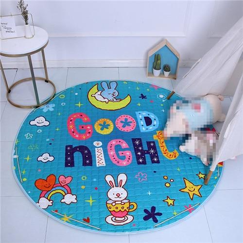 Tapis Rond Bleu Motif Étoiles