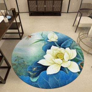 Tapis Rond Bleu Pétrole