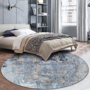 Tapis Rond Bleu Scandinave