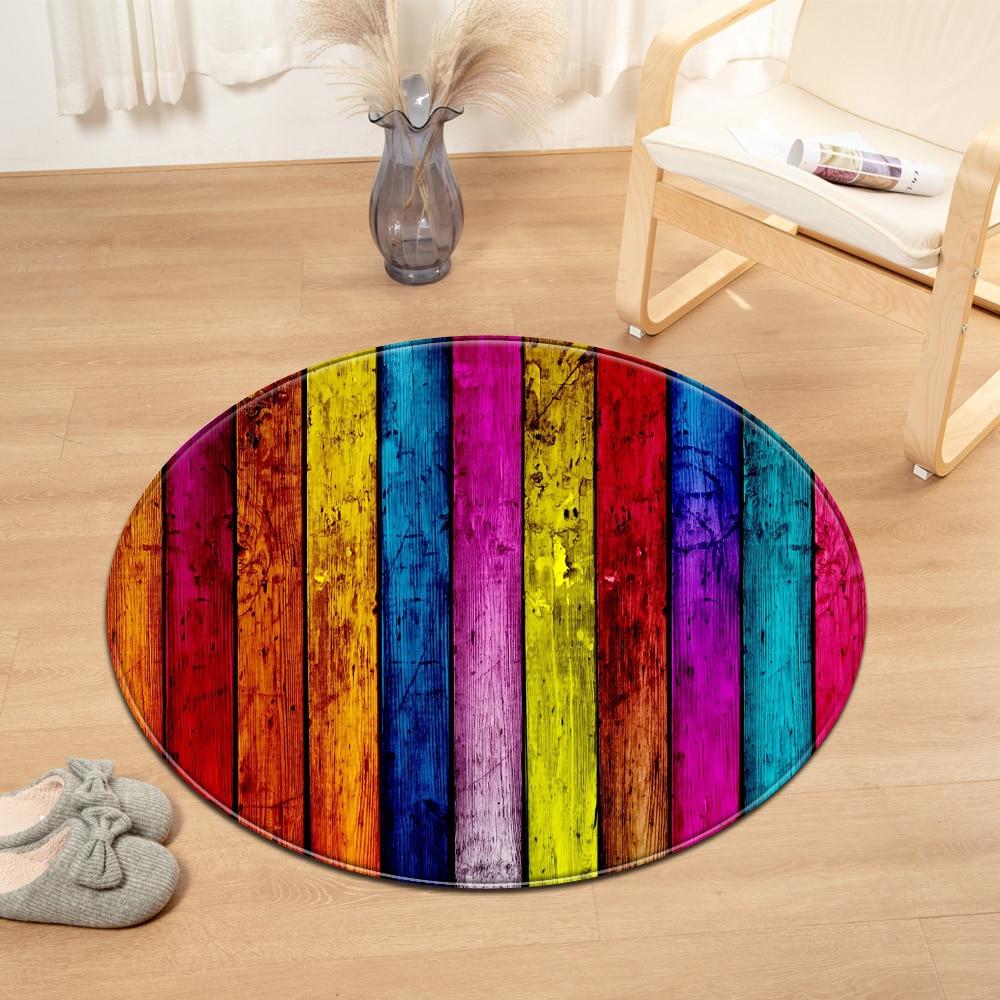 Tapis Rond Bois Multicolore