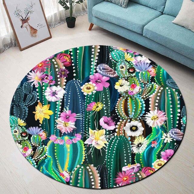 Tapis Rond Cactus Coloré