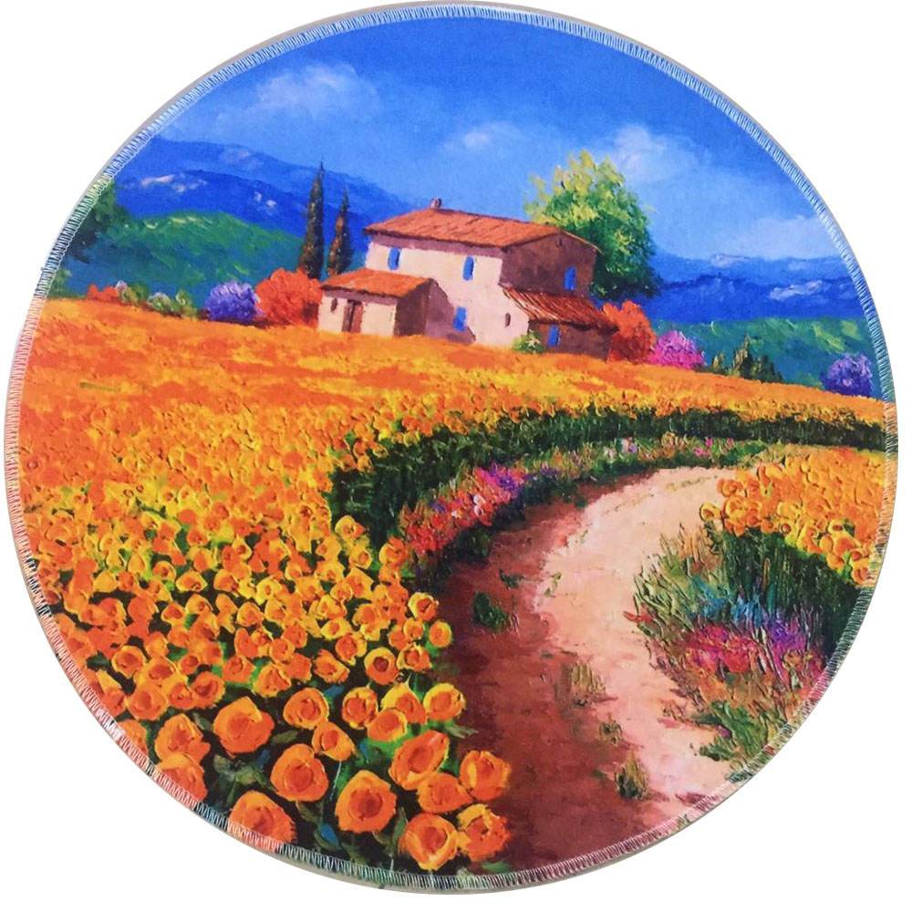 Tapis Rond Champs de Tournesols