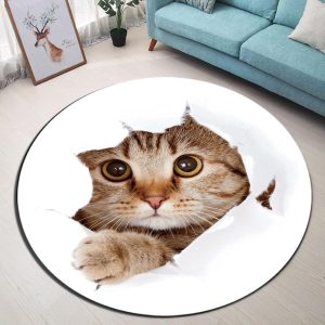 Tapis Rond Chat Mignon