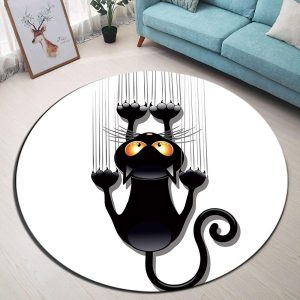Tapis Rond Chat Noir