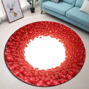 Tapis Rond Contour Rouge