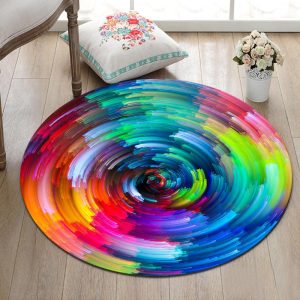 Tapis Rond Couleur Arc En Ciel