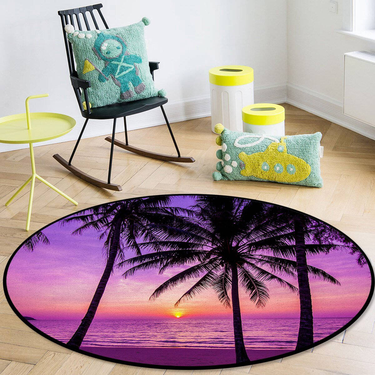 Tapis Rond Couleur Framboise