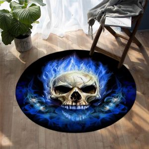 Tapis Rond Crâne Enflammé