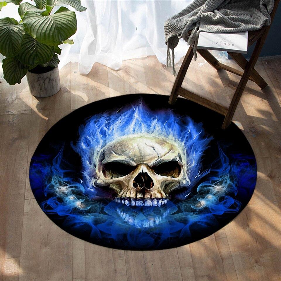 Tapis Rond Crâne Enflammé