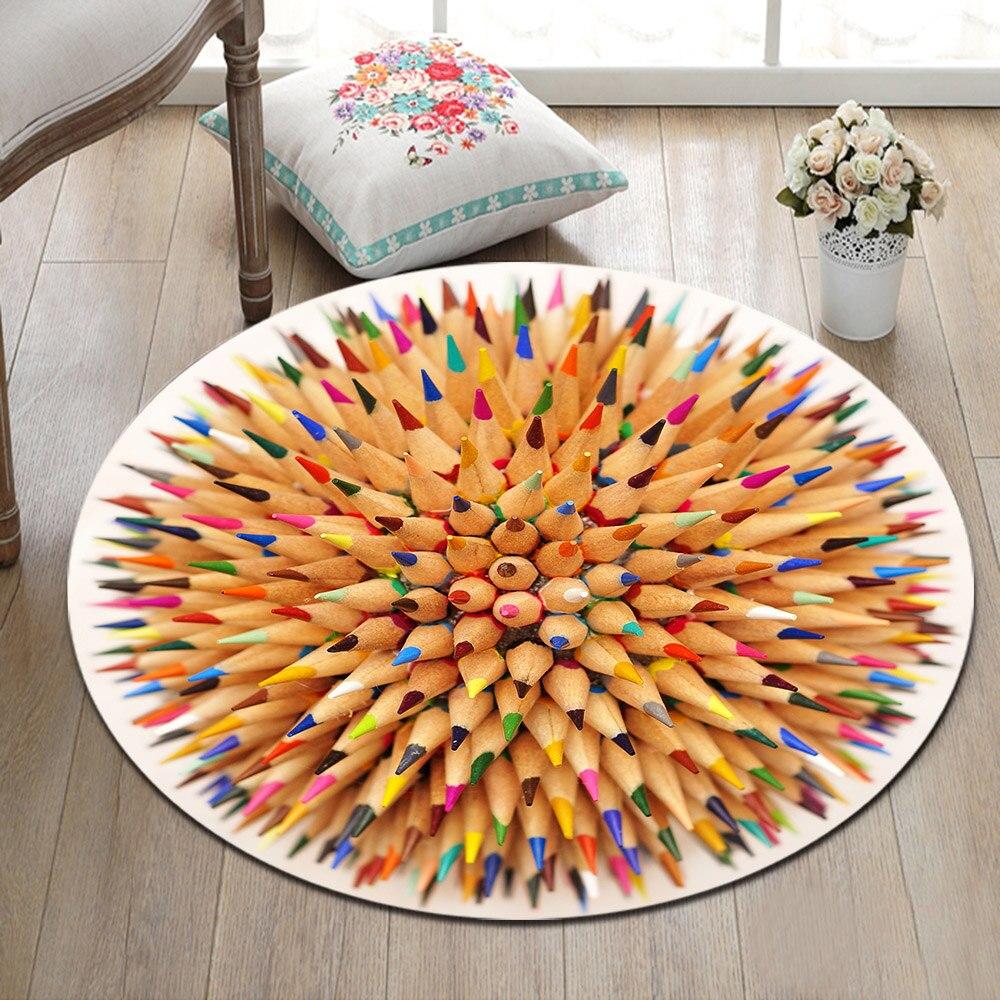 Tapis Rond Crayon Multicolore