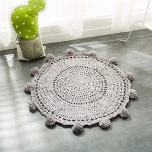 Tapis Rond Crochet Noir